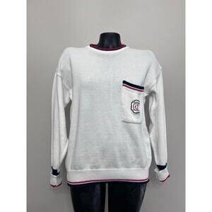 VTG Winona Knits Nautical Pullover Crew Sweater Sz M Cotton Knit Coastal Sailor